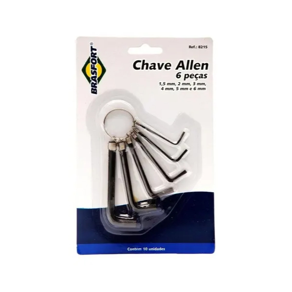 Jogo Chave Allen 1,5 A 6mm com 6 Brasfort - Ref.8215