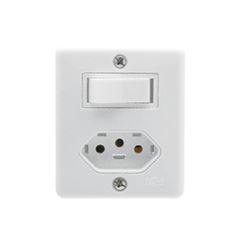 INTERRUPTOR SOBREPOR 1 TECLA + TOMADA 10A BRANCA ILUMI - Ref.63200