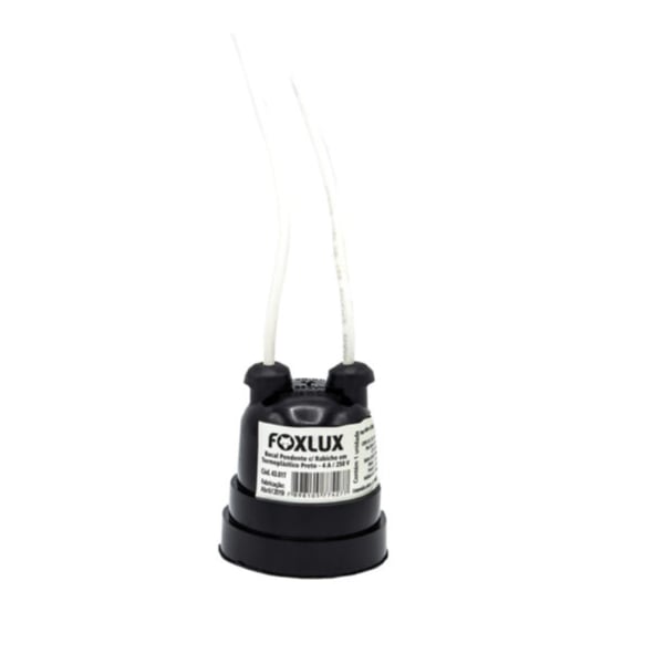 Bocal Plástico E27 C/Rabicho Preto Foxlux - Ref.43.01T