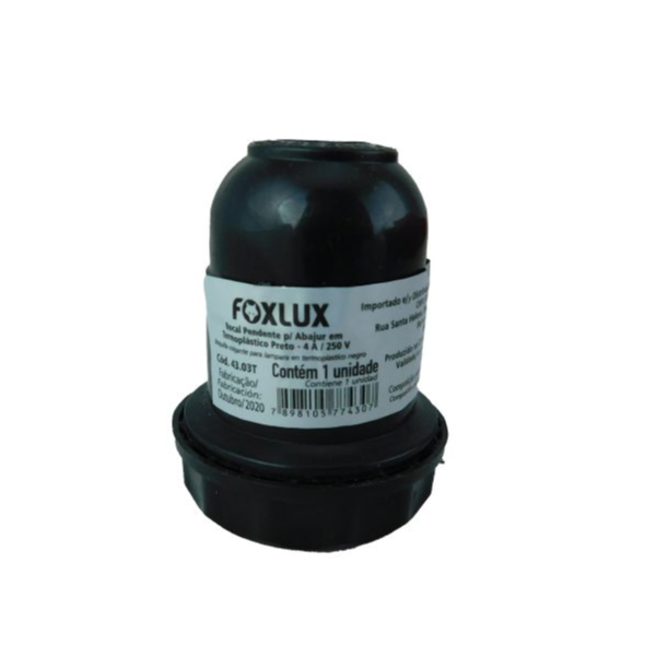 Bocal Pendente Preto P/Abajur Foxlux - Ref.43.03T