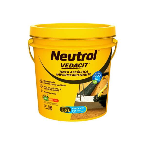 Tinta Asfáltica Base Água Neutrol 3,6L Vedacit - Ref.121785