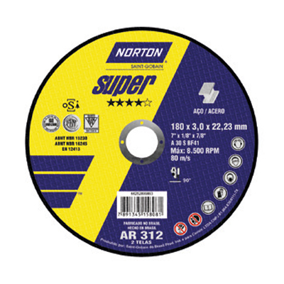 Disco De Corte Aço Super Ar 312 7” Norton - Ref.000000066252899863
