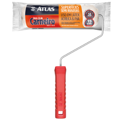 Rolo Lã 15cm Carneiro com Cabo Atlas - Ref.328/15