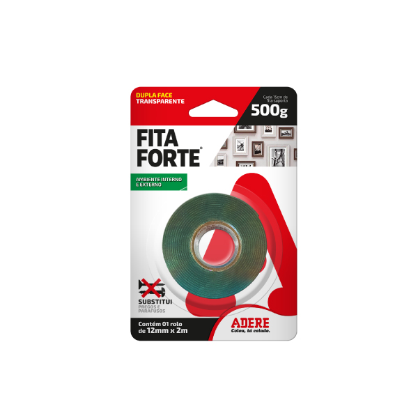 Fita Dupla Face 12mmx02m Acrílico Transparente Forte Adere - Ref.28459108644