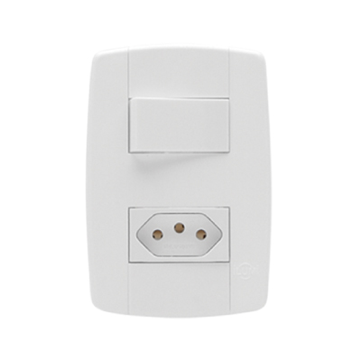 Interruptor Embutir 1 Tecla + Tomada Lev 10a Branca Ilumi - Ref.87200