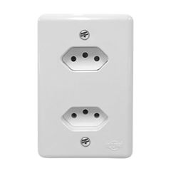 TOMADA EMBUTIR 10A DUPLA BRANCA MONOBLOCO STYLUS ILUMI - Ref.201200