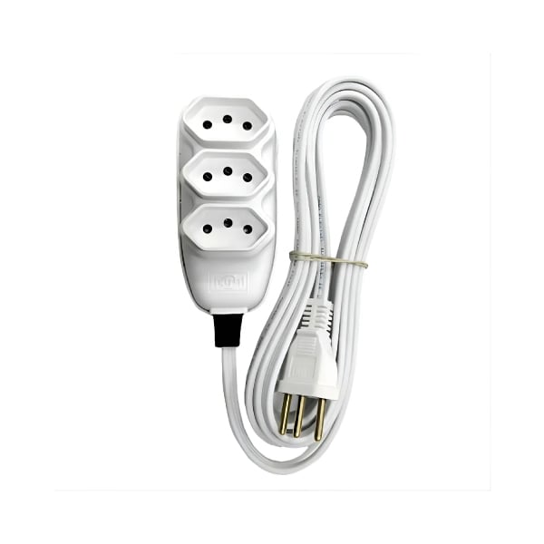 Extensão Compacta 2p+T Cabo Pp 3m Branca Ilumi - Ref.17991