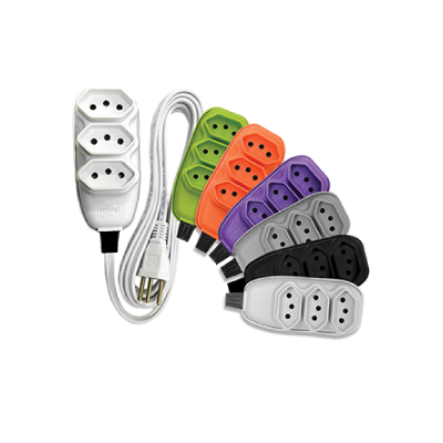 Extensao Compacta 2p+T Cabo Pp 3m Branca Ilumi - Ref.17991