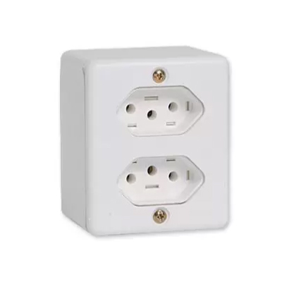 Tomada Sobrepor Dupla 10a Branca Ilumi - Ref.63120