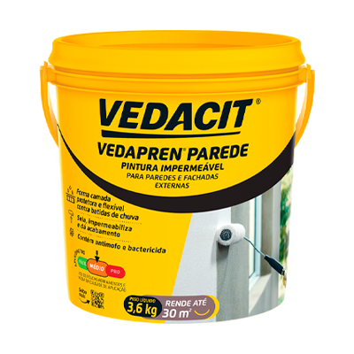 Impermeabilizante Parede Vedapren Branco 3,6kg Vedacit - Ref.121864