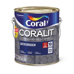 ESMALTE BRILHANTE CORALIT ANTIFERRUGEM 3,6L CINZA CORAL - Ref.5203035
