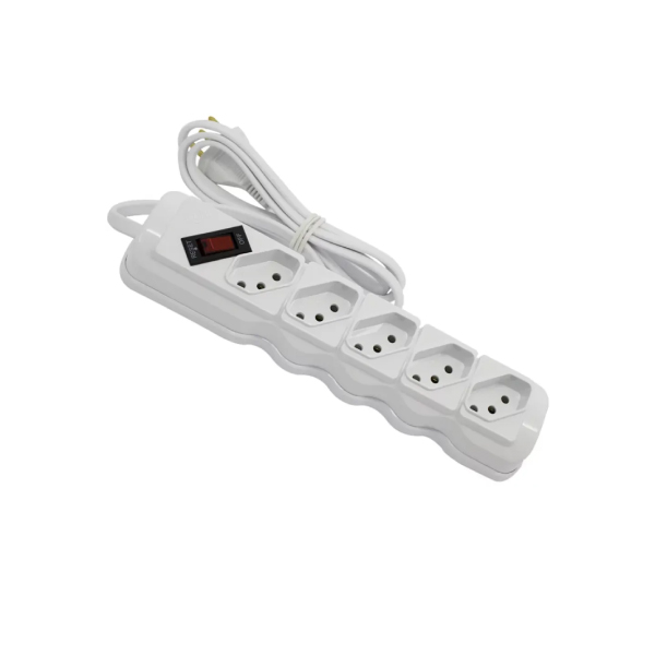 Filtro De Linha Econômico 2p+T 5 Tomadas Branca Ilumi - Ref.34016