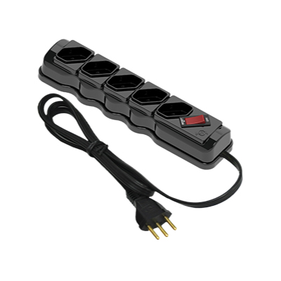 Filtro De Linha Econômico 2p+T 5 Tomadas Preta Ilumi - Ref.34017