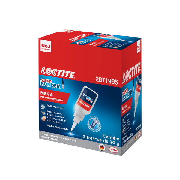 Cola Instantânea Super Bonder Mega 20g C/8 Loctite - Ref.2671995