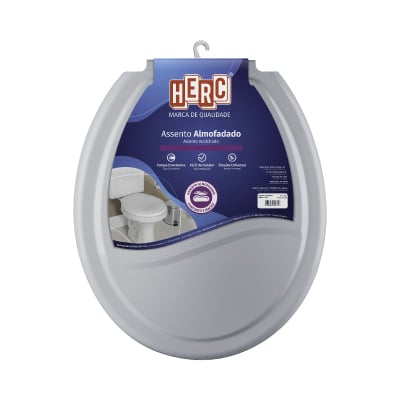 Assento Sanitário Almofadado Cinza Escuro Herc - Ref.2387