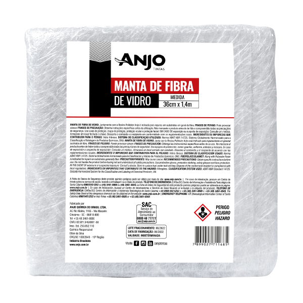 Manta Fibra De Vidro 36cmx1,40cm Anjo - Ref.001180-07