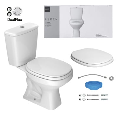 Kit Completo Bacia+Caixa+Acessórios Aspen 3/6l Branco Deca - Ref.KP.750.17