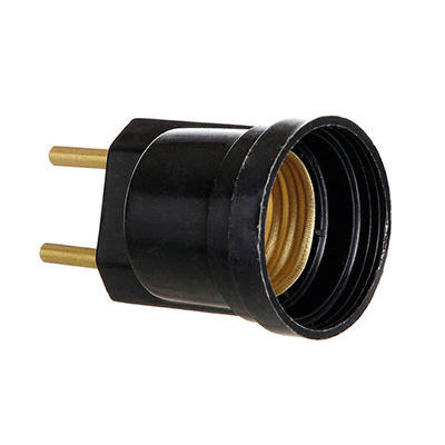 Bocal Adaptador E27 C/Pino Preto Extraluz - Ref.060005