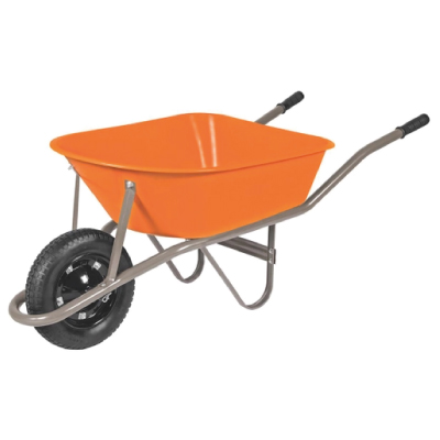 Carro De Mão Caçamba Plástica Laranja 55l Braço Metal Pneu Com Câmara Tramontina - Ref.77717431