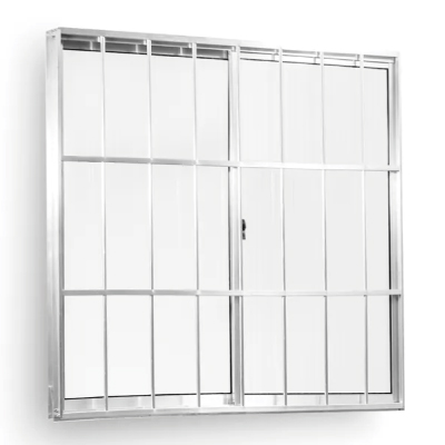 Janela Aluminio Correr C/Grade 100x100 2folhas Vidro Liso Quality - Ref.EMC023019