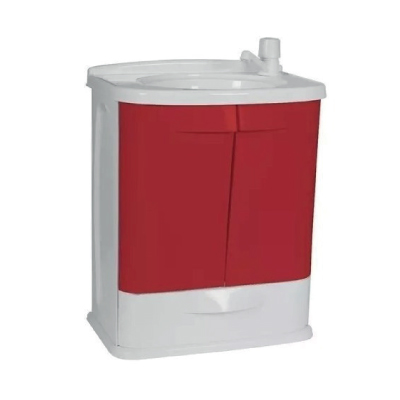 Gabinete C/Lavatório+Sifão+Válvula Branco/Vermelho Astra - Ref.GAB5*BR-BRD