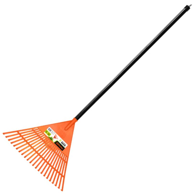 Vassoura P/Jardim Plástica 22 Dentes Laranja C/Cabo Famastil - Ref.F80.08
