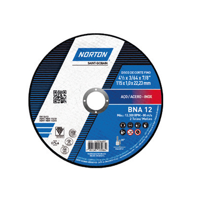 Disco De Corte Aço Inox   4.1/2” X 7/8” Norton - Ref.000000066252846557