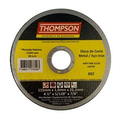 DISCO CORTE METAL INOX 4 1/2”X1,0MMX7/8” THOMPSON