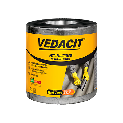 Fita Impermeabilizante Aluminio Multiuso 15cm 10m Vedacit - Ref.148080