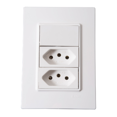 Interruptor Embutir 1Tecla+2Tomadas 10a Branca Vivaz Ilumi - Ref.78203