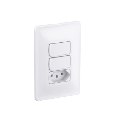 Interruptor Embutir 2Teclas+Tomada 10a Branco Pial Zeffia Legrand - Ref.680113