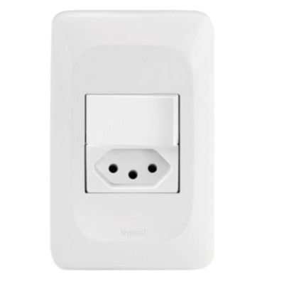 Interruptor Embutir 1tecla+Tomada 10a Branco Pial Pop Legrand - Ref.LGX103