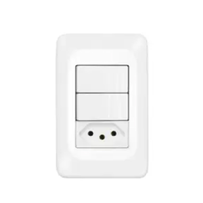 Interruptor Embutir 2teclas+Tomada 10a Branco Pial Pop Legrand - Ref.LGX113