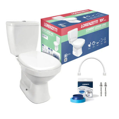 Kit Completo Bacia+Caixa +Acessório One 3/6l Branco Lorenzetti - Ref.7720003