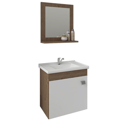 Gabinete Mdf Para Banheiro Iris Amendoa/Branco Mgm - Ref.9944.33