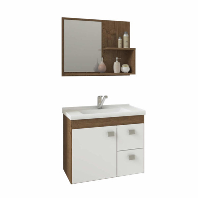 Gabinete Mdf para Banheiro Hortencia Amendoa/Branco Mgm - Ref.9943.33
