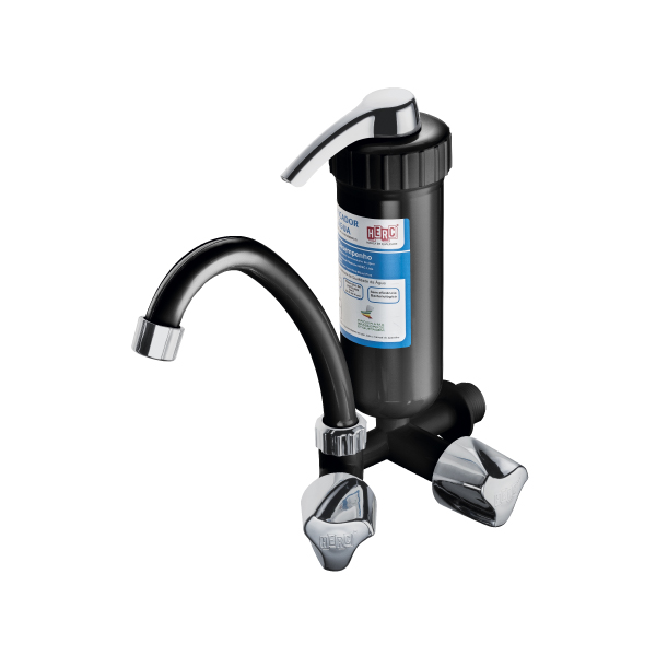 Torneira com Purificador Parede Bica Movel Plus Preto/Cromado 1/2 Herc - Ref.2905