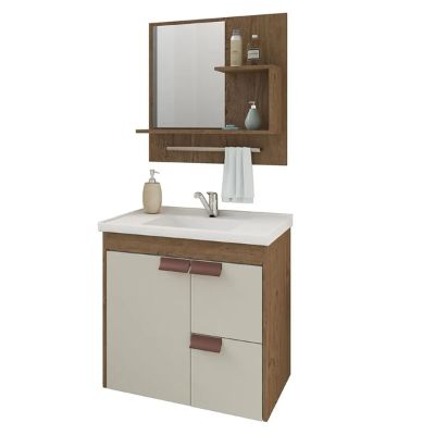 Gabinete Mdf P/ Banheiro Tulipa Amendoa/Off White Mgm - Ref.9940.34