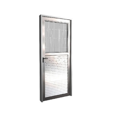 Porta Aluminio Postigo 80x210 Lado Esquerdo Vidro Canelado Quality - Ref.EMC045002
