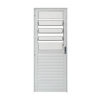 Porta Aluminio Branca Basculante 80x210 Lado Esquerdo Vidro Liso Quality - Ref.HOB043002