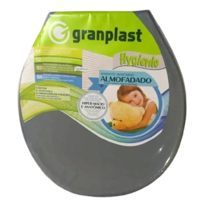 Assento Sanitário Almofadado Hygienic Cinza Escuro Granplast - Ref.759