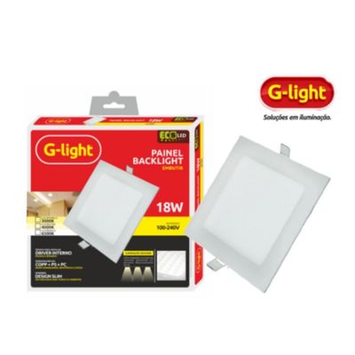 Painel Led Backlight Quadrado Embutir 18w 6500k Branco G-Light - Ref.676.27.0020-0