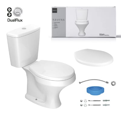 Kit Completo Bacia+Caixa+Acessórios Ravena 3/6l Branco Deca - Ref.KP.909.17