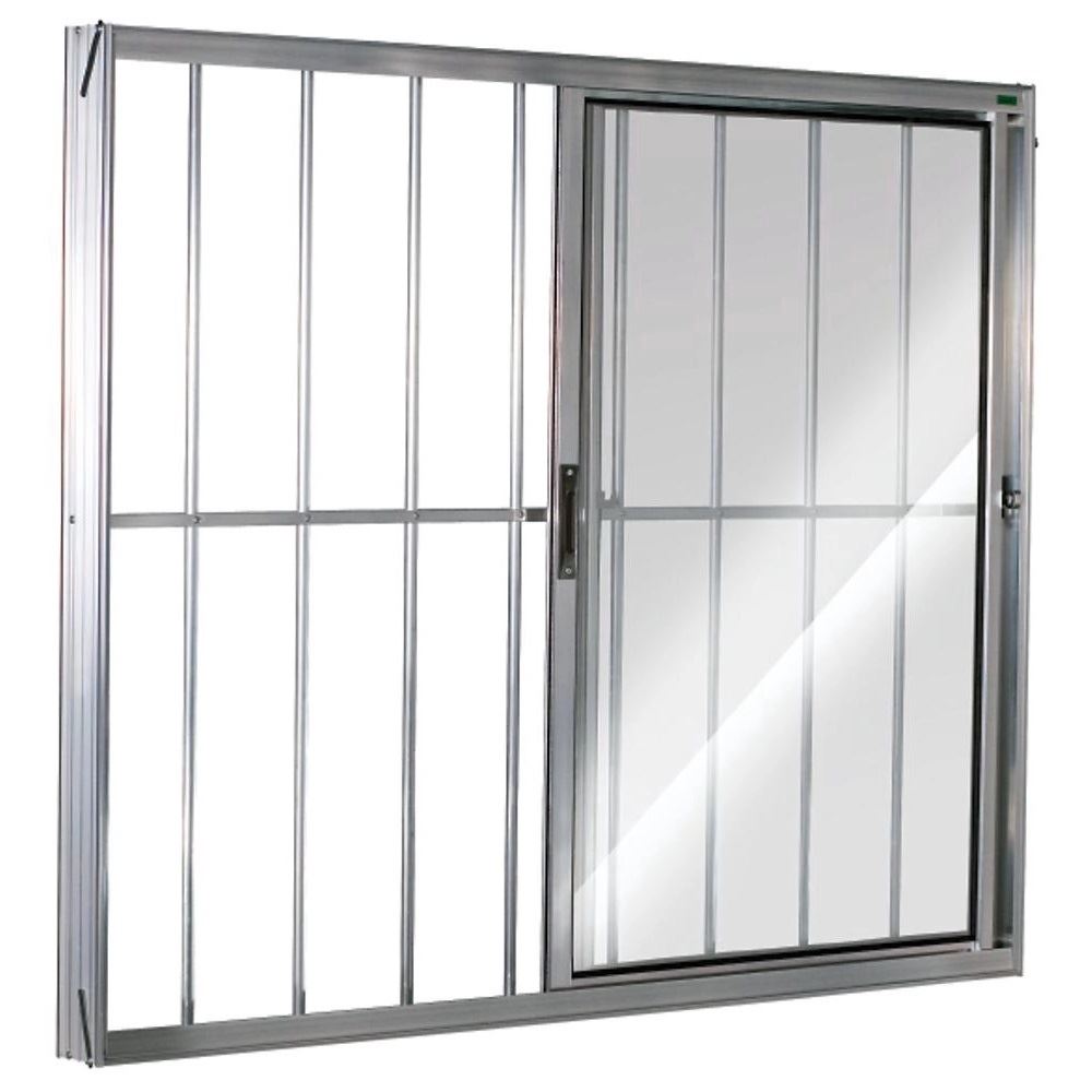 Janela Aluminio Correr C/Grade 120x100 2folhas Vidro Canelado Quality - Ref.EMC022036