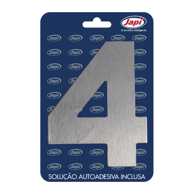 Numero Residencial 4 Prata Escovado Japi - Ref.N4MPC