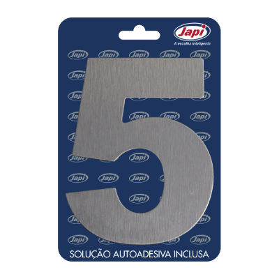 Numero Residencial 5 Prata Escovado Japi - Ref.N5MPC