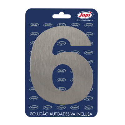 Numero Residencial 6 Prata Escovado Japi - Ref.N6MPC