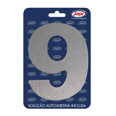 Numero Residencial 9 Prata Escovado Japi - Ref.N9MPC