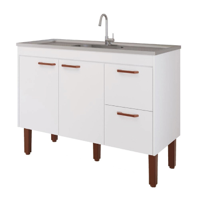 Gabinete Mdf P/Pia 1,14 Slim Branco Mgm - Ref.23535.2