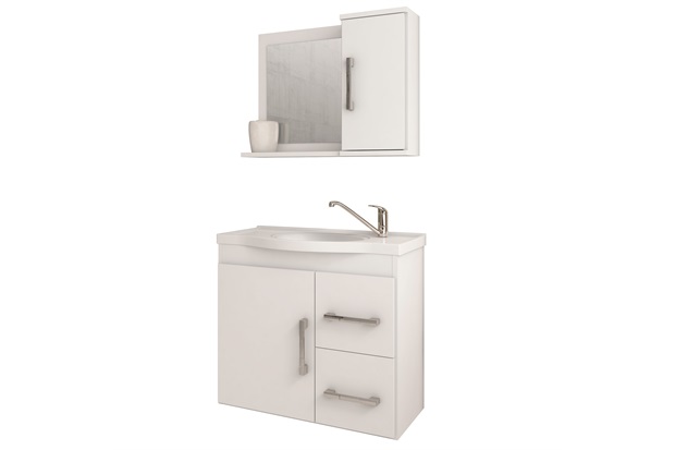 Gabinete Mdf P/Banheiro Vix Branco Mgm - Ref.884.2